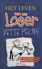 Dit Is De Voorkant Van Het Boek Het Leven Van Een Loser Vette Pech Op De Voorkant Zie Je De Broer Rick Botermans Die Zijn Broertje Boeken Lezen Grote Boeken
