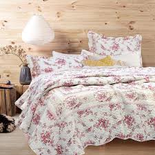 100% polyester features printed twill 212 thread count 1 comforter and 1 standard sham style # 1790097xt details 68' x 92'; Amazon Com Cozy Line Home Fashions Vintage Rose 3 Piece Quilt Bedding Set Pink Floral Flower Printed 100 Cotton Reversible Coverlet Bedspread For Women Rose King 3 Piece Home Kitchen