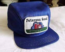 Vintage Peterson Seed Corn Agriculture Farm Hat Cap W Ear Flap Blue Corn Seed Hats Ear Flap
