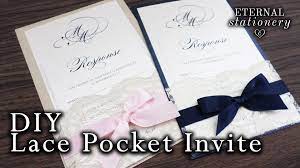 How To Make Your Own Lace Pocket Wedding Invitations Easy Diy Invitation Diyw Lace Wedding Invitations Diy Diy Wedding Stationery Pocket Wedding Invitations
