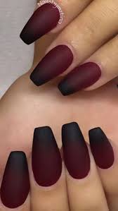 Matte Black Burgundy Ombre Nails Fall Nails Autumn Nails Nail Art Black Ombre Nails Matte Nails Design Maroon Nails