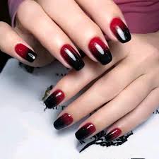 Acrylic nails are basically artificial nails that can be adorned with amazing. 24pcs Acrylic Nail Art Decoration Bi Colour Gradient Red Black False Nails Tips Short Shape Full Cover Diy Fake Nails Buy Online In Bermuda At Bermuda Desertcart Com Productid 109780659