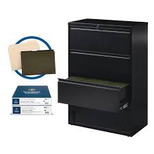 Models that hold up to 1,500 cards work well for smaller companies. Hirsh 36 Inch W Metal 4 Drawer Lateral File Cabinet With File Folders In Black Walmart Com Walmart Com