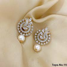 American Diamond Earrings Premium Collection Party Wear Earrings Rama Creations Manufacturer Wholesa Gold Earrings Designs Diamond Earrings Indian Jewelry