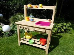 Kinder Outdoor Matsch Kuche 2060 Wetterfestes Robinienholz Geraumige Kinderkuche Herd Spule Backofen Kinder Garten Spielen Spielkuche Spiele Im Garten