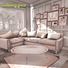 The first living room in this section seems to showcase the rose quartz & serenity a combination that pantone has green, pink and a hint of gold in the shabby chic living space [design: Second Life Marketplace Cp Hello Vegas Rose Gold Corner Set Pg