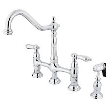 Kingston brass kitchen faucet vintage w/sprayer 8 polished chrome ks1761albs. Kingston Brass Heritage Bridge Faucet With Side Spray Reviews Wayfair