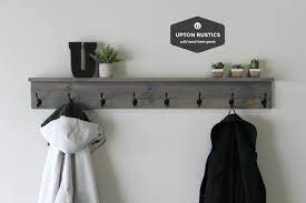 Coat Rack Shelf Wall Coat Rack With Shelf Coat Rack Wall Etsy Coat Rack Shelf Coat Rack Wall Wall Shelf With Hooks