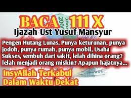 Do A Mustajab Terkabul Segala Hajat Ijazah Ustadz Yusuf Mansyur Youtube Doa Doa Islam Quotes