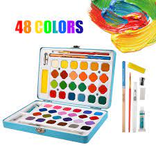 This set can hold its own against the van gogh watercolor set. Watercolor Paint Set 48 Solid Assorted Watercolors Paints Travel Watercolor Kit Portable Watercolors For Professional Artists Students Kids Walmart Com Walmart Com