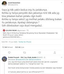 Size şu anki eğilimin ne olduğu hakkında bilgi vermek ve izleyicileri takip etmenize yardımcı olmak için twitter verilerini saklıyor ve analiz ediyoruz. Novel Baswedan Minta Pelaku Penyiraman Dibebaskan Dedek Uki Lho Kenapa
