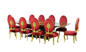 We did not find results for: Buy European Furniture Rosella Dining Table Set 11 Pcs In Gold Red Ebony Velvet Online