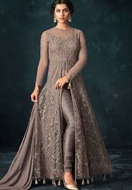 Grey Net Trouser Style Designer Suit 1205 Party Wear Dresses Pakistani Dress Design Designer Party Wear Dresses