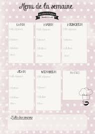 Diy Semainier Menu A Imprimer Menu A Imprimer Diy Organisation Et Semainier