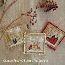 Find the perfect cross stitch pattern to stitch next! Barbara Ana Designs Christmas Ornament Trio Cross Stitch Pattern