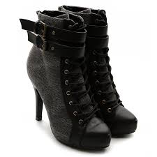 Black Ankle Boots With Brown Heel Pin On Shoes