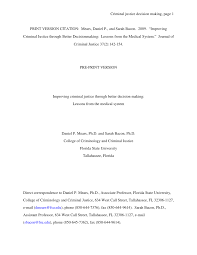 Pdf Improving Criminal Justice Through Better Decision Making Lessons From The Medical System