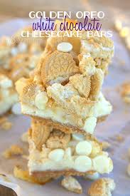 Golden Oreo White Chocolate Cheesecake Bars This Silly Girl S Kitchen Recipe Chocolate Cheesecake Bars Oreo Recipes White Chocolate Cheesecake Bars