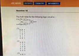 The attempt at a solution (a) the truth table: Jee Main Physics Chemistry Mathematics Question 12 The Truth Table For The Following Logic Circuit Is 1 A By 1 1 1 0 0 1 0 0 1 1 1 1 2 A By 1 1 1 1 0 0 0 1 0 000 3 A By