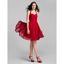 79 99 A Line Halter Neck Knee Length Chiffon Bridesmaid Dress With Criss Cross Ruched Open Back Dresses Pretty Dresses Cute Dresses