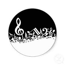 Black And White Music Notes White Jumbled Musical Notes On Black Classic Round Sticker Zazzle Com Music Notes Music Party Music Birthday Party