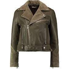 Ganni Suede Paneled Leather Biker Jacket 255 Liked On Polyvore Featuring Outerwear Jackets Army Green Suede Biker J Jackets Biker Jacket Leather Jacket
