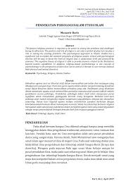 Pdf Pendekatan Psikologi Dalam Studi Islam