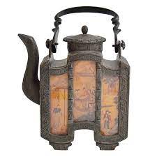 Chinese Cast Iron Glass Paneled Teapot Antique Antiques Antique Chinese Furniture Tea Pots
