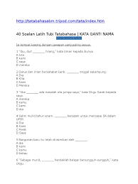 Semoga perkongsian bahan bahan rujukan, panduan, bahan pembelajaran dan pengajaran, contoh contoh karangan, sumber rujukan upsr (ujian pentaksiran. 40 Soalan Latih Tubi Tatabahasa Kata Ganti Nama Diri