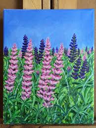 First Attempt With Acrylics Pei Lupines Acrylic On Canvas 8x10 By Paige Caron Flower Painting Art Inspiration Christmas Paintings