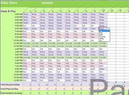Baby Diary Excel Template Infant Activities Tracker Etsy Baby Diary Infant Activities Excel Templates