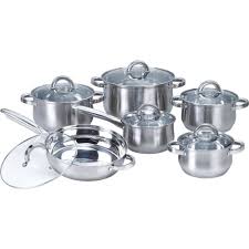 12 Piece Stainless Steel Cookware Set With Casseroles Frying Pan And Saucepan Cookware Set Stainless Steel Stainless Steel Cookware Cookware Set