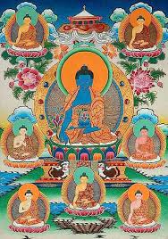 He is blue in color and his body radiates blue light. The First Doctor Medicine Buddha Bhaisajyaguru Empowering You To Heal Buddha Weekly Buddhist Practices Mindfulness Meditation