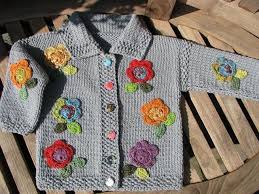 Cicek Motifli Orgu Cocuk Hirka Knitting Girls Baby Knitting Baby Sweaters