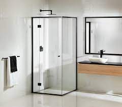 Onyx Black Semi Frameless Shower Screen With Hinged Door Frameless Shower Shower Screen Semi Frameless Shower Screens