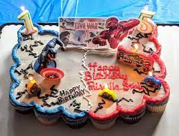 My Oldest Daughter S Avengers Themed Party I Ordered This Cupcak Cake Through Walmart S Bakery It Tasted Avengers Themed Party Avengers Party Walmart Bakery
