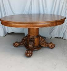 Antique Round Oak Dining Table Large Carved Claw Feet With Original Leaves Ebay Dining Table Antique Dining Tables Oak Dining Table