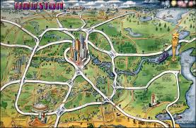 Cartoon Island Drawing Birds Eye View Houston Texas Galveston Island Cartoon Maps Cartoon Map Map Poster Houston Map
