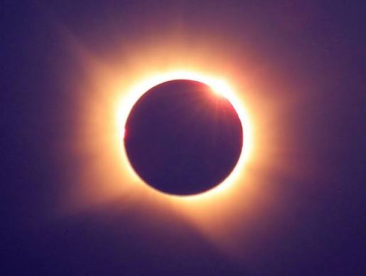 A composite view of the total solar eclipse as seen from Europe, capturing the sun's corona.