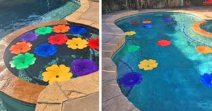 This item hasthip® fountain solar power floating water pump for pool pond garden and patio plants round 7v 1.4w voroly solar garden light scene torch mashaal light ip65 waterproof outdoor solar lamp auto on/off solar lighting for yard garden party and festival decoration (pack of 1) (6 month warranty) These Solar Pool Flowers Absorb Sunlight To Heat Up Your Pool Water