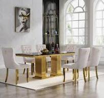 Amazon.com: Mesa de comedor de mármol sintético de lujo de ...