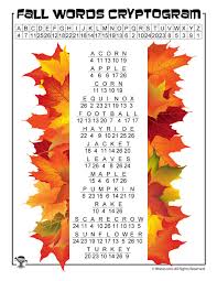 Free printable cryptograms for kids. Fall Cryptogram Word Puzzle Answer Key Woo Jr Kids Activities