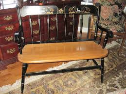 Ethan Allen Hitchcock Style Black Lacquer Arrow Back Bench W Stencil Beautiful Furniture Bench Style