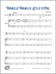 Music flashcards | treble clef note names Twinkle Twinkle Little Star Beginner Clarinet Sheet Music