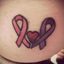 A pair of wings and a purple ribbon design becomes common image if you are not the one who has a this tattoo is for my mom, whom was taken from us way too soon from pancreatic cancer. Tattoo Uploaded By Jessica Double Awareness Ribbon Pink For Breast Cancer Purple For Pancreatic Cancer My Mom Was A 28 Year Breast Cancer Survivor Before Dying From Pancreatic Cancer This Tattoo