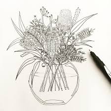 Australian Native Bouquet I M So Happy To Have Finally Drawn This Piece I Wanted To Have This Wildflower Drawing Flower Drawing Australian Wildflowers