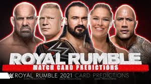 Thirty men and 30 women compete in their respective royal rumble matches to determine who will be the first to join the road to wrestlemania. Wwe Royal Rumble 2021 Match Card Predictions Youtube