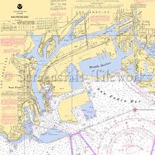 California Los Angeles San Pedro Bay San Pedro Nautical Chart Decor