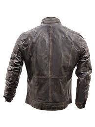 Mens Biker Slim Fit Vintage Distressed Cafe Racer Jacket