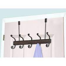 Hat clothes coat towel bag over door bathroom 2 hooks vintage design graceful elegant bronze letter holder key door back storage. Home Basics Bronze Over The Door 5 Hook Hanging Rack Bronze Target